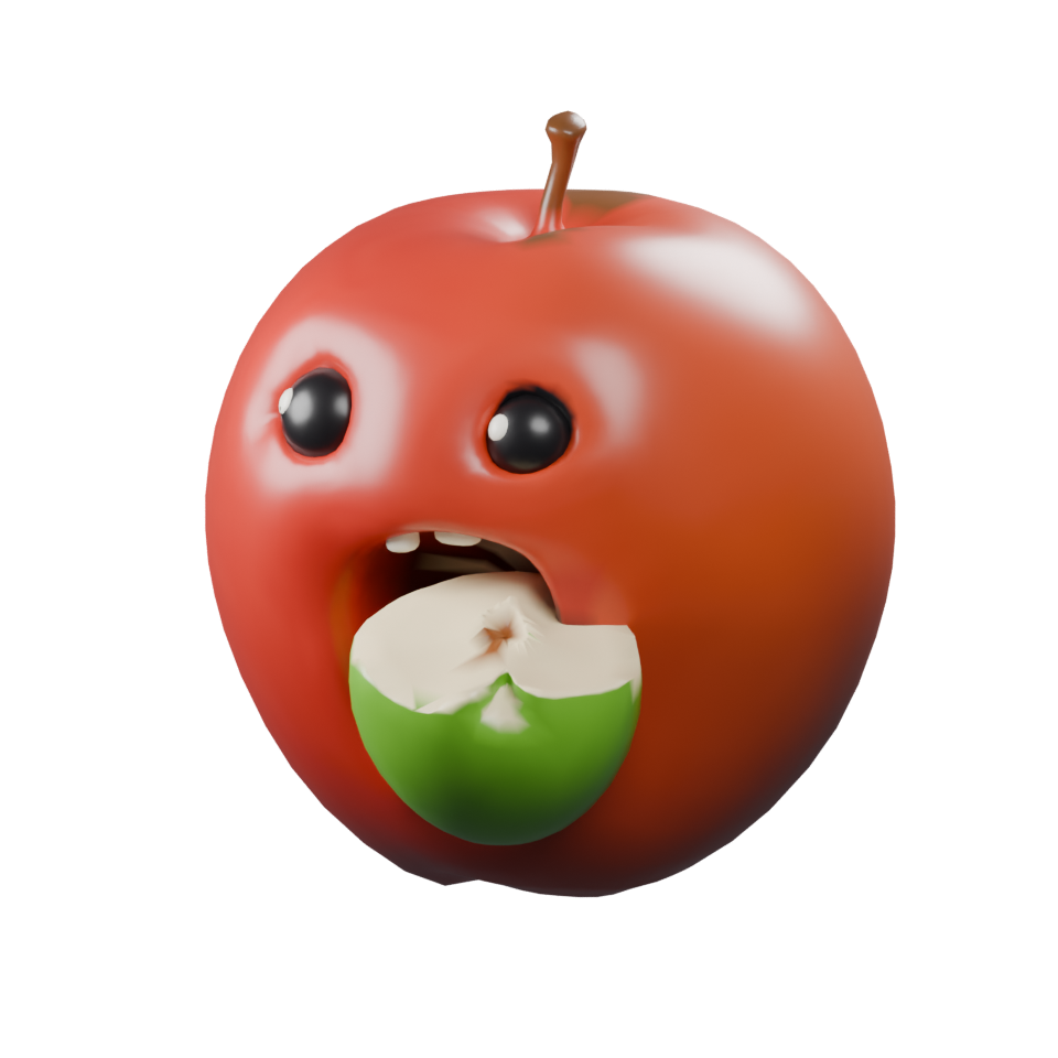 Red apple biting a small green apple